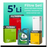 Filtron Peugeot 301 1.6 Bluehdi Dizel Filtre Bakım Seti Cast Rol Motor Yağlı (2014-2020) 5 Li