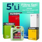 Filtron Peugeot 301 1.6 Dizel Filtre Bakım Seti Liqui Moly Motor Yağlı (2012-2018) 5 Li