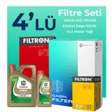 Filtron Seat Leon 1.5 TSI Castrol Motor Yağlı 2018-2022 4'lü Filtre Bakım Seti