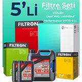 Filtron Volkswagen Caddy 2.0 Dizel Filtre Bakım Seti Liqui Moly Motor Yağlı (2020-2025) 5 Li