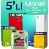 Filtron Volkswagen Polo 1.4 Dizel Filtre Bakım Seti Liqui Moly Motor Yağlı (2001-2009) 5 Li