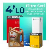 Filtron Volvo XC90 D5 2.0 Dizel Shell Motor Yağlı 2016-2019 4'lü Filtre Bakım Seti
