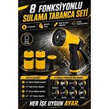 Fimer 8 Fonksiyonlu Bahçe Sulama Tabancası Seti Ayarlanabilir Sprey Başlıklı Hortum Sulama Tabancası 4 Parça Bağlantı Adaptörlü Araç Yıkama ve Bahçe Sulama Için