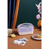 Fimer Çift Katmanlı Paslanmaz Çelik Beslenme KABI-1400 ml (Çatallı Kaşık) Beslenme Kutusu (Mor)