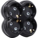 Fimer Golyat Fiş, Dörtlü Topraklı Priz Çoklayıcı Fiş, 16A 250 Volt, Max 3600 Watt (Siyah)