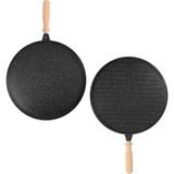 Fimer Home 34 cm Granit Döküm Çift Taraflı Gözleme ve Izgara Tavası Bazlama Tavası Çıkarılabilir Saplı Fırın Tepsisi Olarak Kullanılabilir