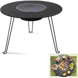 Fimer Katlanabilir Kamp Masası ve Mangal Seti 60CM - Çok Fonksiyonlu Taşınabilir Barbekü Masası, Çay ve Güveç Için Uygun, Kömürlü Bahçe ve Piknik Masası, Paslanmaz Çelik Izgaralı