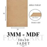 Fimer mm 30X30 Mdf Plaka (5 Adet) - Hobi, Maket, Ahşap El Sanatları Için Uygun (5`li Paket)
