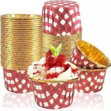 Fimer Muffin Kek Kapsülü Kare Desenli Kırmızı-Altın 25LI
