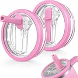 Fimer Oz Uyumlu Yedek Kapak – Sızdırmaz Leakproof Tasarım – Bpa Free Yedek & Upgrade Lid – Stanley Quencher ile Uyumlu Bardak & Termos Kapağı + Iç Pipeti (Pembe)