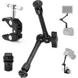 Fimer Profesyonel Magic Arm Dslr Kamera Tutucu Süper Kelepçeli Mengene Stand, 1/4 3/8 Dişli Flaş Pabuçlu Esnek Mafsallı Kol Tripod Masa Gidon Monitör Mikrofon Aksiyon Kamera Sabitleme, MG01, Siyah
