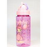 Fimer Su Matarası Tritan Pipetli Su Şişesi Boyun Askılı Prenses Okul Suluğu Bpasız 500 ml Mor T0107