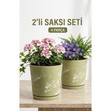 Fimer Yeşili Drenaj Delikli Seramik Saksı 12 Cm, 2'li Set
