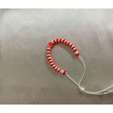 Fimo Kırmızı Beyaz Boncuklu Ay Yıldızlı Ayarlanabilir Ipli Çocuk Bileklik 2 Adet