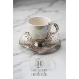 Fincan Takımı | Inci Lüks Kahve Fincanı | 6 Kişilik Kahve Fincan Takımı | Altılı Fincan Seti - Gümüş - 100 ml