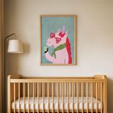 Fincanlı Sevimli Unicorn Çocuk Odası Duvar Posteri Çerçeveli Tablo Duvar Dekorasyonu - 30 x 40 - Ahşap Çerçeveli