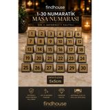findhouse Gold Görünümlü Masa Numaratik Numaratör 1-30 Arası Cafe , Restaurant , Otel , Butik Otel