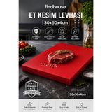 findhouse Kırmızı Renk Polietilen Et Kesim Tahtası Kesme Levhası 30x50x4 cm Kasap , Restaurant , Cafe , Otel , Market