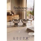 findhouse Paslanmaz Çelik Elite L Boy 2li Ayaklı Sunumluk Pilav Ölçeği ve Kase Ev , Cafe , Restaurant Dondurma , Çerezlik , Lokumluk