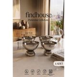 findhouse Paslanmaz Çelik Elite L Boy 4lü Ayaklı Sunumluk Pilav Ölçeği ve Kase Ev , Cafe , Restaurant Dondurma , Çerezlik , Lokumluk