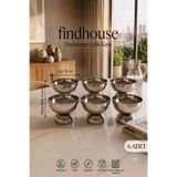 findhouse Paslanmaz Çelik Elite L Boy 6lı Ayaklı Sunumluk Pilav Ölçeği ve Kase Ev , Cafe , Restaurant Dondurma , Çerezlik , Lokumluk