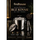 findhouse Premium Elite Termoslu Buz Kovası 304 Paslanmaz Çelik ve Buz Maşası Hediye Ev , Cafe , Restaurant , Otel