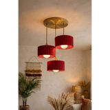 Findify Store Bohem Kırmızı Üçlü Sarkıt Avize Ayarlanabilir Kablolu Rustik Ampullü 24x24 cm Modern Avize