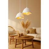 Findify Store Ikili Beton Görünümlü Şapka Avize Sarkıt Loft Stil Modern, Vegan, Çevre Dostu, Salon Mutfak - Beyaz