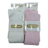Fındık Bebe Yenidoğan Külotlu Bebe Çorabı 2li Set - 3 - 6 Ay - Krem - Pembe