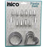 Findit 20PCS PASTA SÜSLEME UÇ SETİ= 12-METAL KURABİYE KALIP METAL=3-KALP - 3-YUVARLAK 2-UÇ TUTUCU PLS.ADAPTÖR (2818)