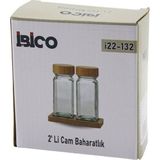 Findit 2PCS BAMBU KAPAKLI CAM TUZLUK - BİBERLİK - BAHARATLIK 120ML (2818)