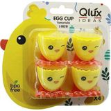 Findit EGG CUP 4PCS YUMURTALIK EMOJİ DESEN - RENKLİ PLASTİK CİVCİV AYAKLI - 1/2 KIRIK YUMURTA KABUK MODEL (2818)