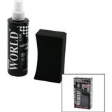 Findit SHINE WORLD CAR LASTİK - TAMPON PARLATICI SPREY SETİ PLASTİK ŞİŞE 250ML ± %10 PARLATMA SÜNGERİ (2818)