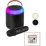 Findit Yuvarlak Karaoke Mikrofonlubluetooth Wireless Hoparlör - Speaker USB Şarjlı - Işıklı-Findit - Belirtilmemiş