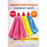 Fine Clean (3 Adet) Mikrofiber Havlu Paspas Mop Yedek Ucu , Alt Kısmı Dolgulu Çizmez