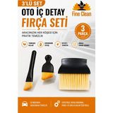 Fine Clean ( 3 Lü ) Fırça Seti Araç Oto Araba Klima Havalandırma Detaylı Iç Temizlik Fırçaları