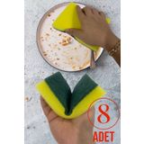 Fine Clean ( 8 Adet ) Endüstriyel Bulaşık Süngeri , Sarı Sünger 15x11 cm