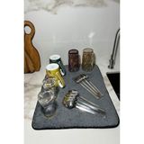 Fine Clean Çift Taraflı Koyu Gri Bulaşıklık Mikrofiber Bulaşık Kurulama Matı Altlığı Gri Desen 36*45CM