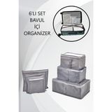 Fine Clean Gri 6'lı Set Bavul İçi Organizer Valiz Düzenleyici Eşyalarınızı Kolayca Saklayın