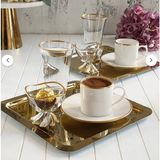 Fine Living Mocha Tepsili 10 Parça 2 Kişilik Special Set- Lokumluklu -Kadehli - Gold