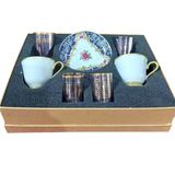 Fine Porcelain 2 Kişilik Türk Kahvesi Seti, Lacivert Gold, 8 Parçalı, Su ve Likör Bardaklı, Klasik Desenli, Hard Porcelain