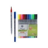 Fineliner Kalem Çift Yönlü 12 Renk 1 Paket Fırça Uç Ve Fineliner Brushpen 12li Keçe Uçlu Kalem Kalın İnce Keçeli Kalem