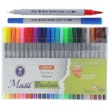 Fineliner Kalem Çift Yönlü 24 Renk 1 Paket Fırça Uç ve Fineliner Brushpen 24'Lü Keçe Uçlu Kalem Kalın İnce Keçeli Kalem