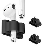 FINENIC Airpods Saat Kordonu Tutucu, Darbeye Dayanıklı Silikon Tutucu, Taşınabilir Kaybolmaya Karşı Airpods Aksesuarı, Apple Airpod 1/2 ile Uyumlu (Siyah + Siyah)【2 Paket】