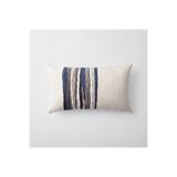 Fineroom Living " Combos " - Keten Zemin Ve Dokuma Desenli Kırlent 30x50 Lacivert (Iç Yastık Dahil)