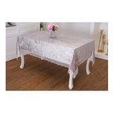 Finezza 1010 160x220 cm Pera Lüx Dantelli Kadife Kumaş Gümüş Masa Örtüsü