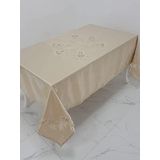 Finezza 1018 170x230 cm Anjelica İncili Dantelli Monoray Kumaş Bej Masa Örtüsü