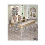 Finezza 160x220 cm Çağla Lüx Dantelli Kadife Kumaş Bej Dikdörtgen Masa Örtüsü