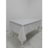 Finezza 160x220 cm Paris Jakarlı Kumaş Güpürlü Beyaz Dikdörtgen Masa Örtüsü