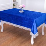 Finezza 160x220 cm Pera Lüx Dantelli Kadife Kumaş Sax Dikdörtgen Masa Örtüsü